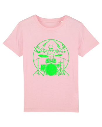 Green UFO Alien Drummer Cotton Pink
