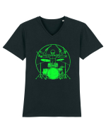 Green UFO Alien Drummer Tricou mânecă scurtă guler V Bărbat Presenter