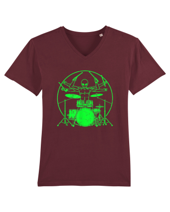 Green UFO Alien Drummer Burgundy