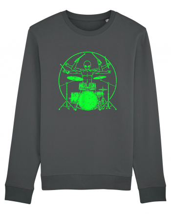 Green UFO Alien Drummer Anthracite