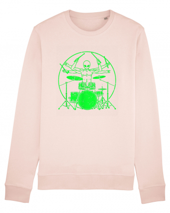 Green UFO Alien Drummer Candy Pink