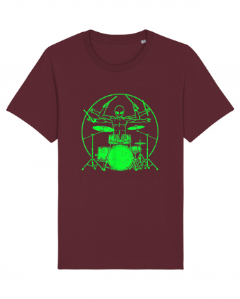 Green UFO Alien Drummer Burgundy