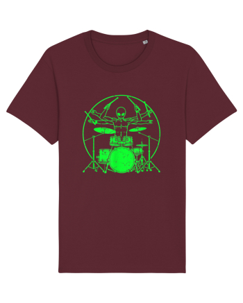Green UFO Alien Drummer Burgundy