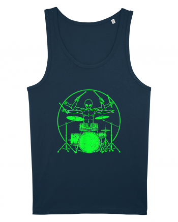 Green UFO Alien Drummer Navy