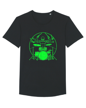 Green UFO Alien Drummer Black