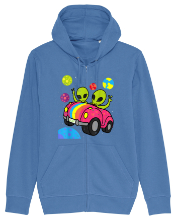 Hippie Alien Space Roadtrip Car Peace Bright Blue