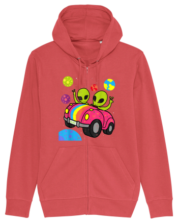 Hippie Alien Space Roadtrip Car Peace Carmine Red