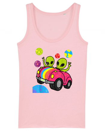 Hippie Alien Space Roadtrip Car Peace Cotton Pink