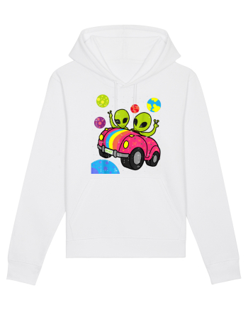 Hippie Alien Space Roadtrip Car Peace White