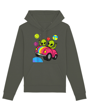 Hippie Alien Space Roadtrip Car Peace Khaki