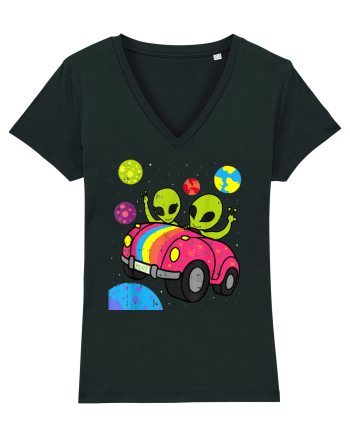 Hippie Alien Space Roadtrip Car Peace Black