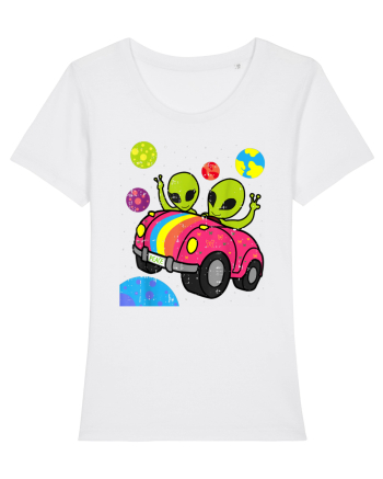 Hippie Alien Space Roadtrip Car Peace White