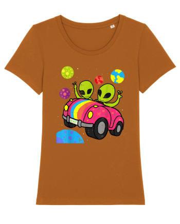 Hippie Alien Space Roadtrip Car Peace Roasted Orange