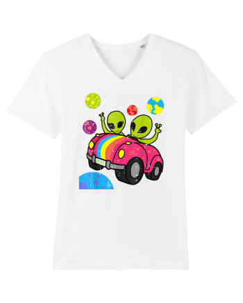 Hippie Alien Space Roadtrip Car Peace White