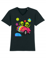 Hippie Alien Space Roadtrip Car Peace Tricou mânecă scurtă guler V Bărbat Presenter