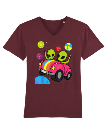 Hippie Alien Space Roadtrip Car Peace Burgundy