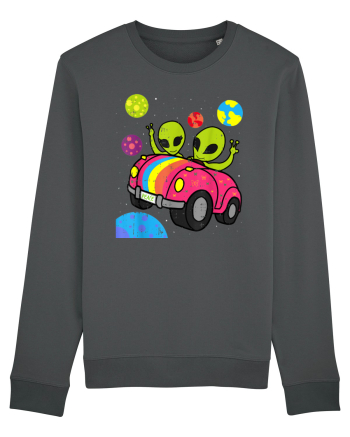 Hippie Alien Space Roadtrip Car Peace Anthracite