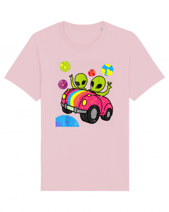 Hippie Alien Space Roadtrip Car Peace Cotton Pink
