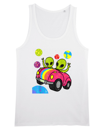 Hippie Alien Space Roadtrip Car Peace White