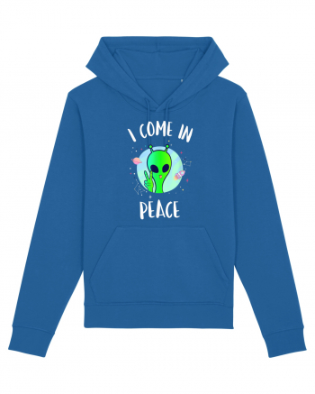 I Come In Peace Funny Alien Rave Royal Blue