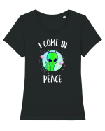 I Come In Peace Funny Alien Rave Tricou mânecă scurtă guler larg fitted Damă Expresser