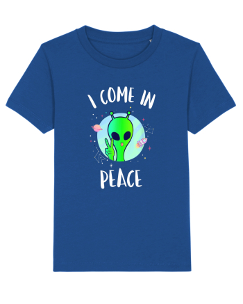 I Come In Peace Funny Alien Rave Majorelle Blue