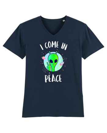 I Come In Peace Funny Alien Rave French Navy