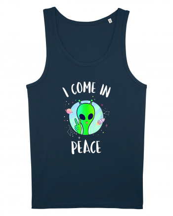 I Come In Peace Funny Alien Rave Navy