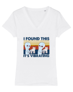 I Found This It's Vibrating Alien Vintage Tricou mânecă scurtă guler V Damă Evoker