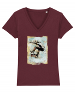 Skater Jump Tricou mânecă scurtă guler V Damă Evoker