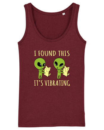 I Found This It's Vibrating Funny Alien Cat Burgundy