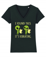 I Found This It's Vibrating Funny Alien Cat Tricou mânecă scurtă guler V Damă Evoker