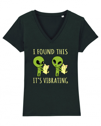 I Found This It's Vibrating Funny Alien Cat Black