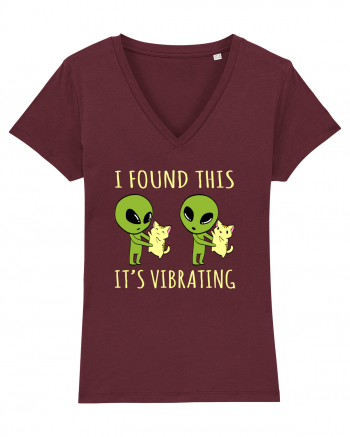 I Found This It's Vibrating Funny Alien Cat Burgundy