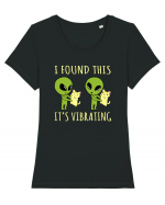 I Found This It's Vibrating Funny Alien Cat Tricou mânecă scurtă guler larg fitted Damă Expresser