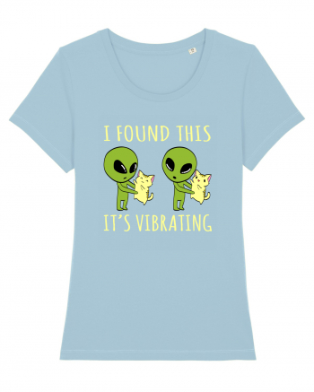 I Found This It's Vibrating Funny Alien Cat Sky Blue