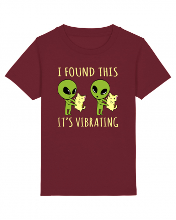 I Found This It's Vibrating Funny Alien Cat Burgundy