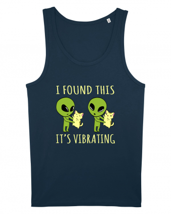 I Found This It's Vibrating Funny Alien Cat Navy