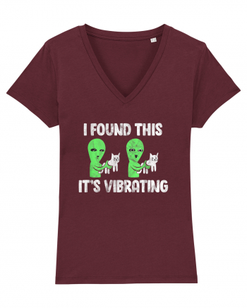 I Found This It's Vibrating Funny Cat Alien Burgundy