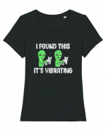 I Found This It's Vibrating Funny Cat Alien Tricou mânecă scurtă guler larg fitted Damă Expresser