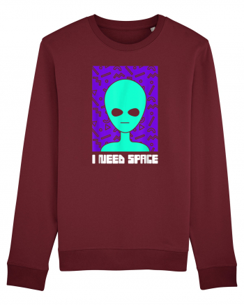 I Need Space Funny Alien Burgundy