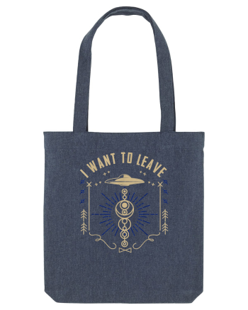 I Want To Leave Funny Alien UFO Midnight Blue
