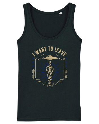 I Want To Leave Funny Alien UFO Black