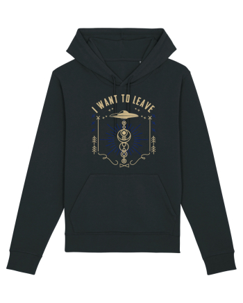 I Want To Leave Funny Alien UFO Black