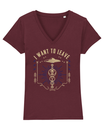 I Want To Leave Funny Alien UFO Burgundy