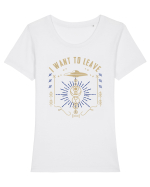 I Want To Leave Funny Alien UFO Tricou mânecă scurtă guler larg fitted Damă Expresser