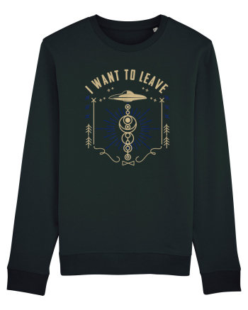I Want To Leave Funny Alien UFO Black