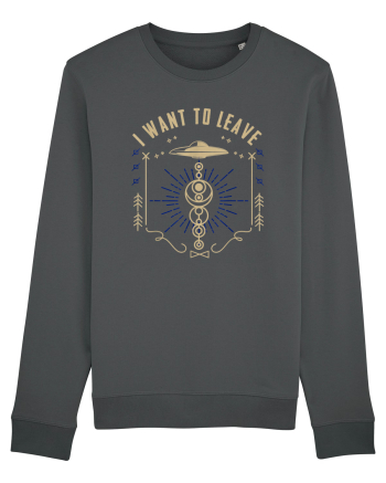 I Want To Leave Funny Alien UFO Anthracite