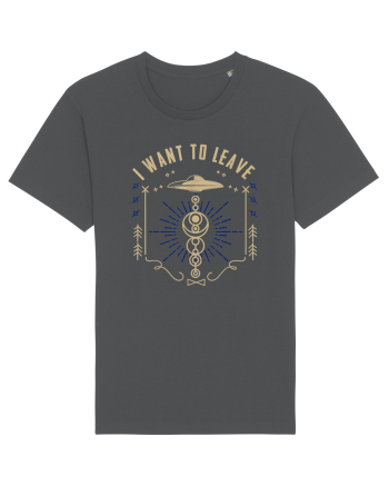 I Want To Leave Funny Alien UFO Anthracite