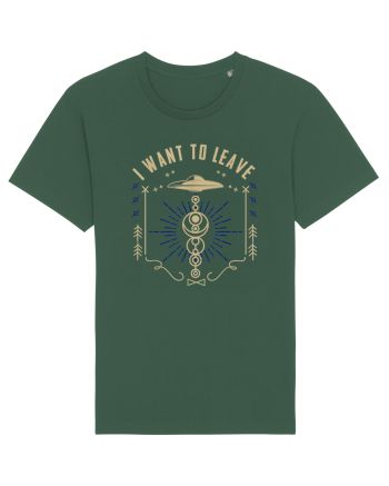 I Want To Leave Funny Alien UFO Bottle Green